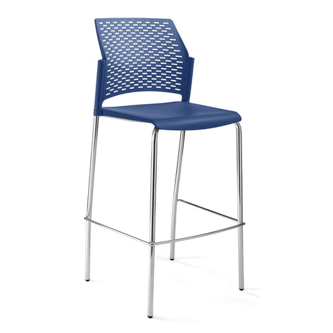 Banco alto Rewind estructura cromo Cromada Azul