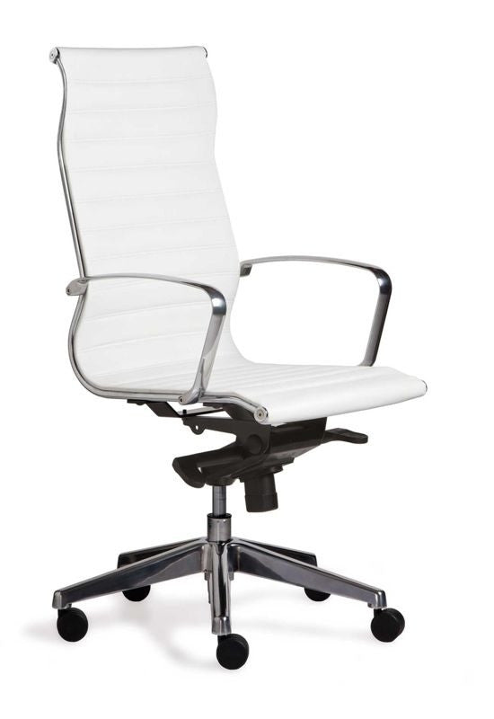 Silla Retro Respaldo Alto con Cabecera Tapiz Eco-Leather color Blanco.