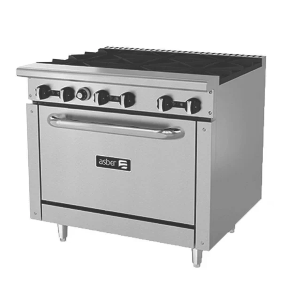 🍔 AER 6 36 EM / Estufa Industrial de 6 Quemadores con Horno