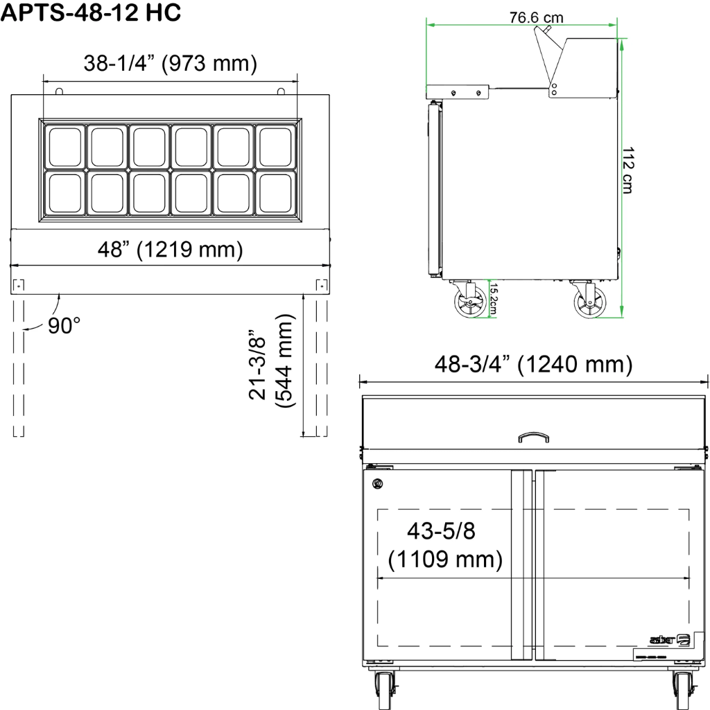 🥗 APTS 48 12 HC / Mesa Fría Ensaladera y Sandwichera (2 Puertas)