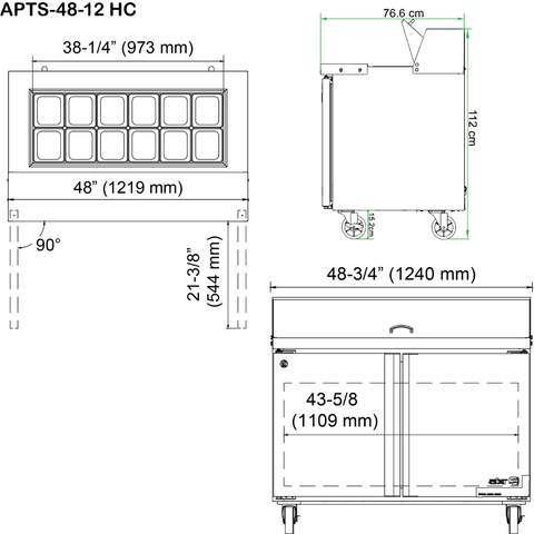 🥗 APTS 48 12 HC / Mesa Fría Ensaladera y Sandwichera (2 Puertas)