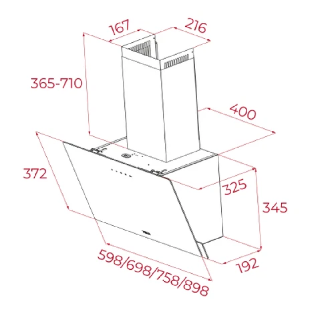 🌫️ DVN 64030 TCL BK / Campana de Pared Inclinada Cristal Negro 60 cm