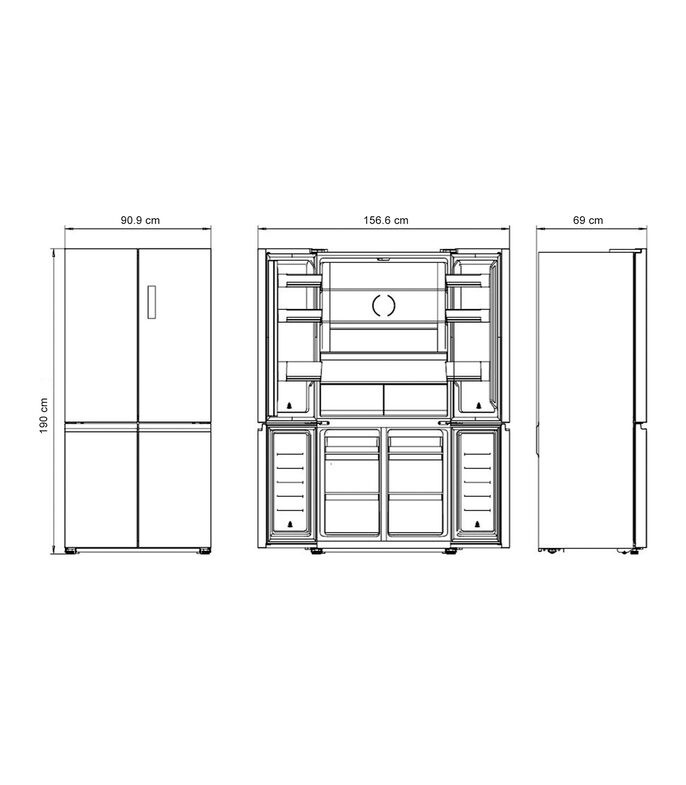 Refrigerador 4 Door 19 p3 RMF 77960 GBK MX Negro Teka