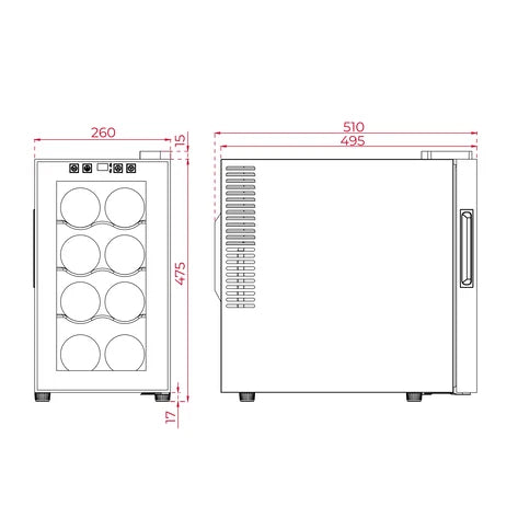 🍷 Enfriador de Vinos 8 Botellas Compacto Teka | EASY RVC 10008 GBK