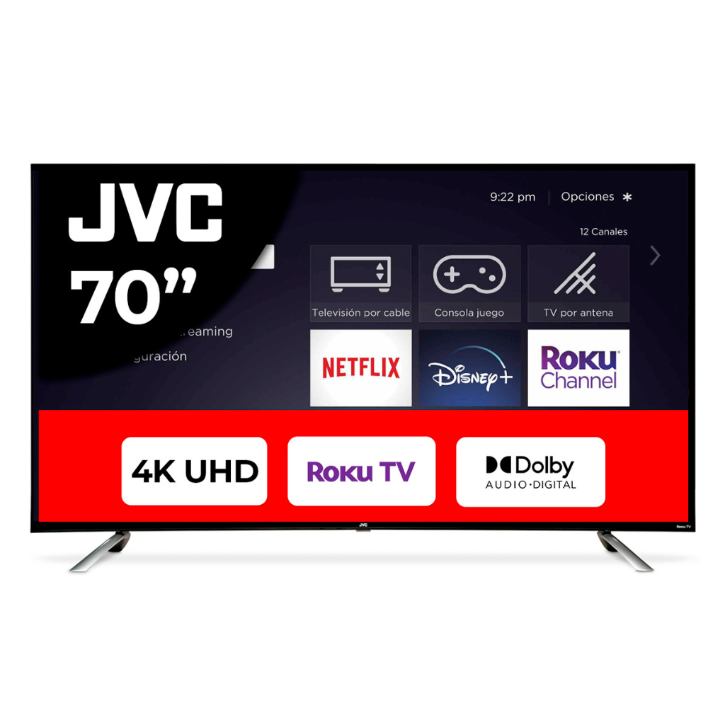 S170URF / Pantalla LED 4K UHD 70" Roku Frameless JVC 🔥