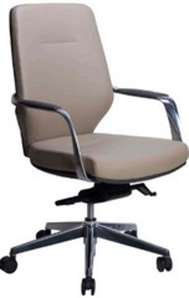 Silla Directiva Tulia – Piel Italiana Gris y Taupe | Confort de Alta Densidad