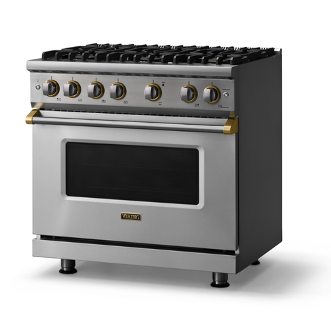 VGR53646BSSBB | Estufa Viking 36" Stainless & Brushed Brass 🏆