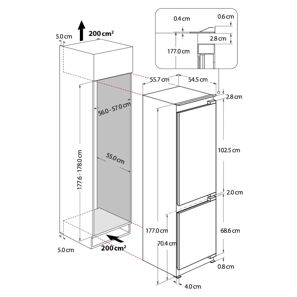 Refrigerador Whirlpool Bottom Mount 250L Empotrable y Panelable – WHC18T521STWC