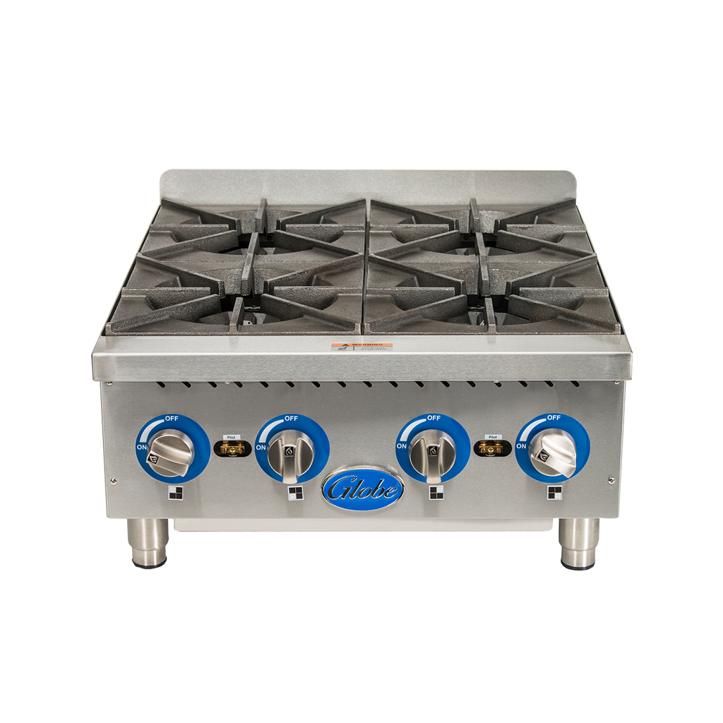 Estufa de Encimera a Gas Globe® GHP24G | 4 Quemadores de Alto Rendimiento 🏗️🔥