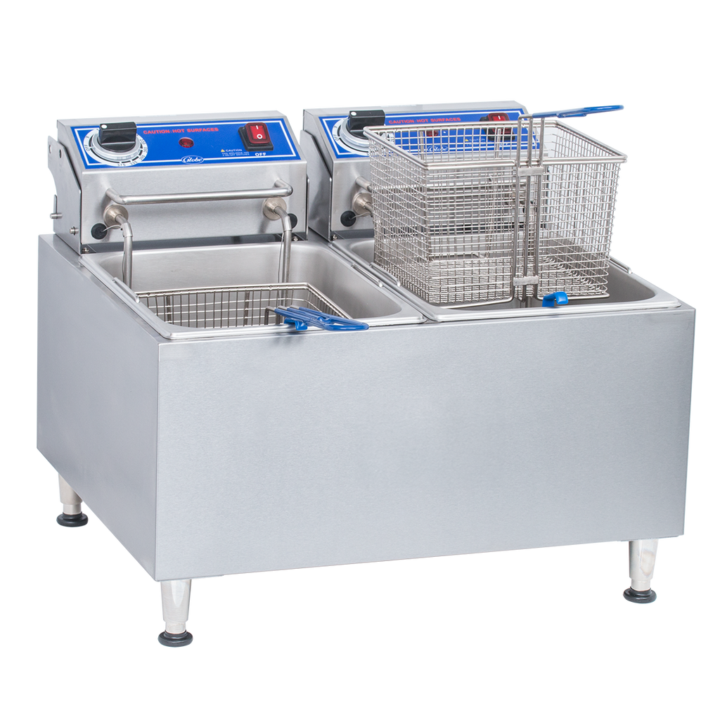 Freidora Eléctrica de Encimera Doble Globe® PF32E | Capacidad Total de 32 Libras (14.5 kg) 🍟✨