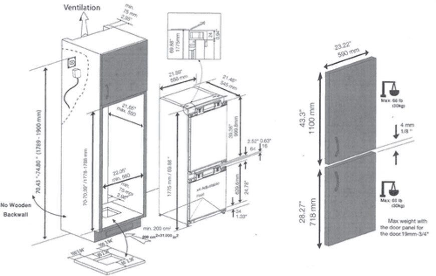 Smeg - Refrigerador Empotrable Panelable